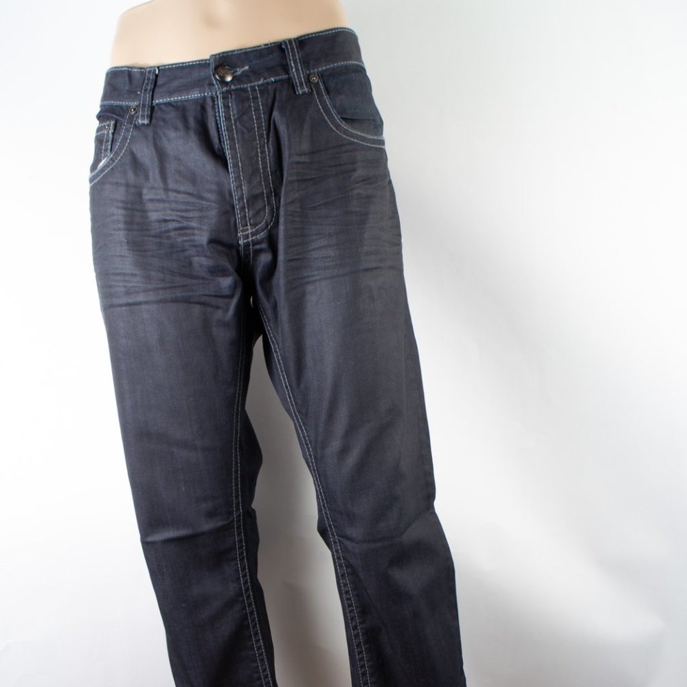 Buckle Antique Rivet Relaxed Straight (38 X 34) Men's Denim Jeans Dark Wash